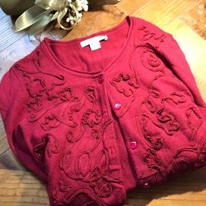 Coldwater Creek Y2K red button sweater cardigan xs